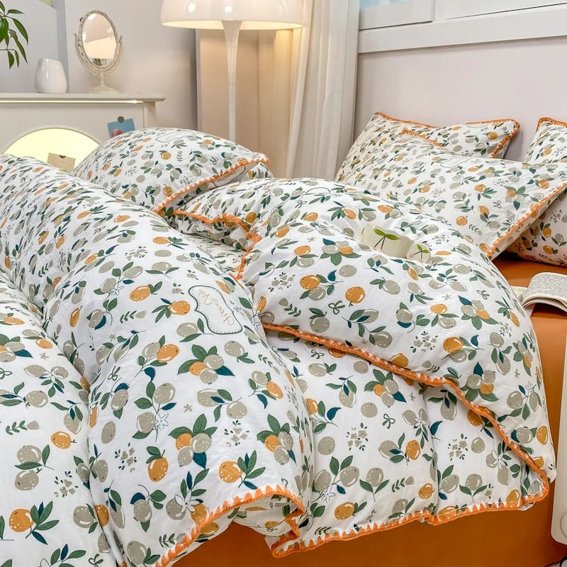 Blomster Duvet Cover Sæt med Pudebetræk i Blødt Stof