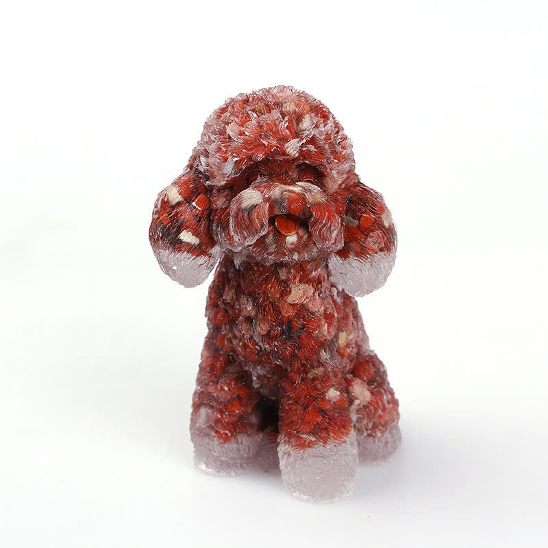 Naturligt Krystal Poodle Sten Ornament i Ædelsten
