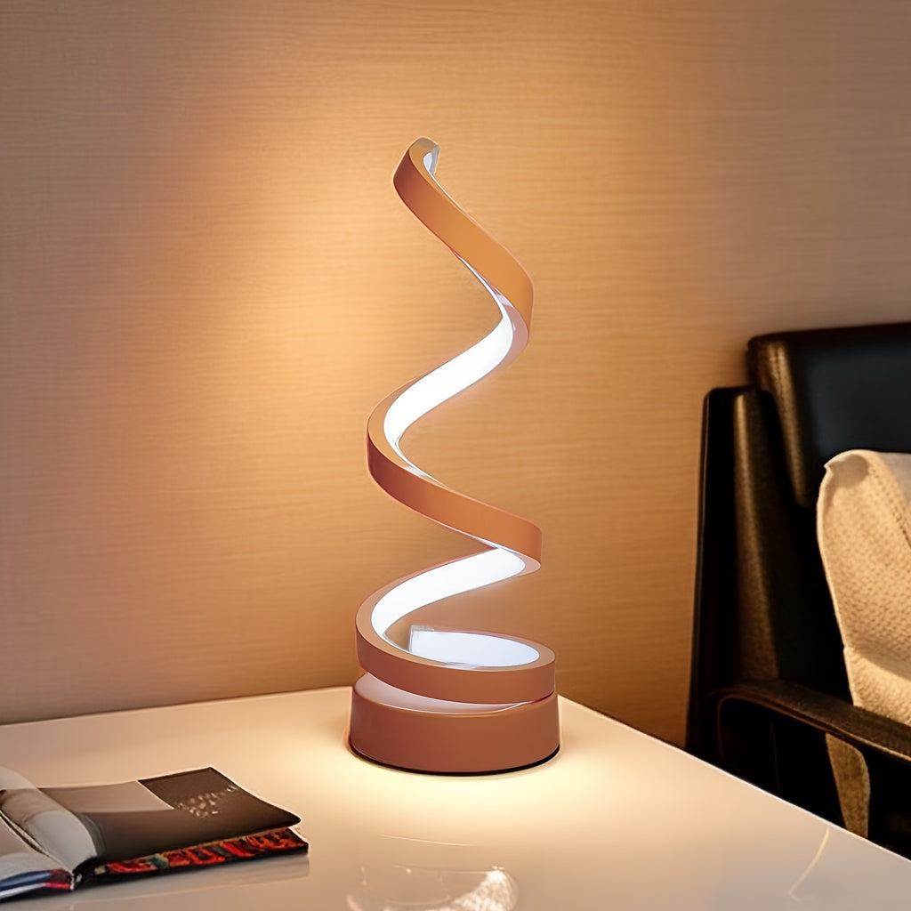 Spiralformet LED Bordlampe med Varmt Lys