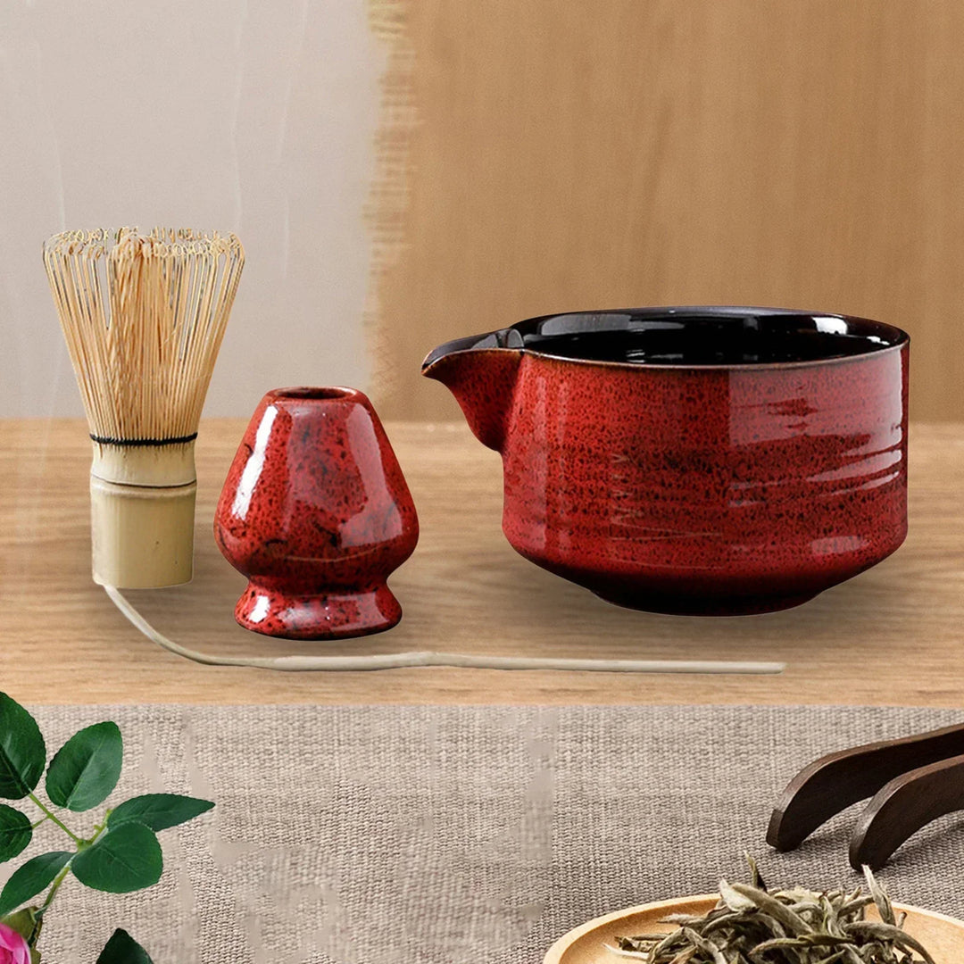 Japansk Matcha Te Sæt med Keramisk Skål og Bambus Pisker