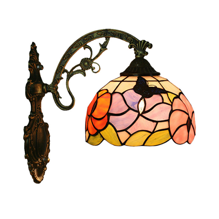 Tiffany Stil Væglampe med Sommerfugledesign i Bronze