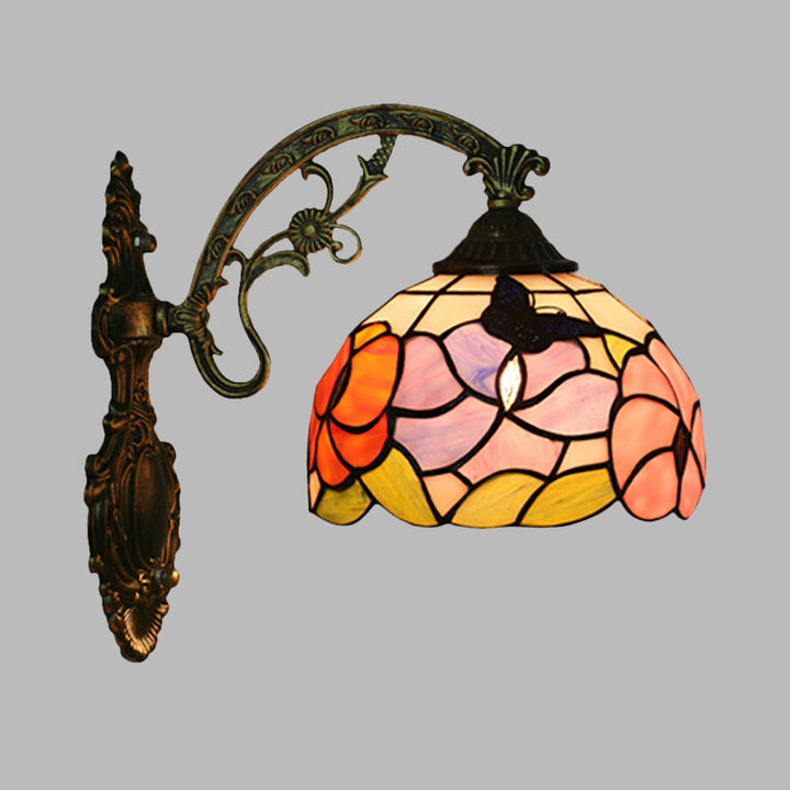 Tiffany Stil Væglampe med Sommerfugledesign i Bronze