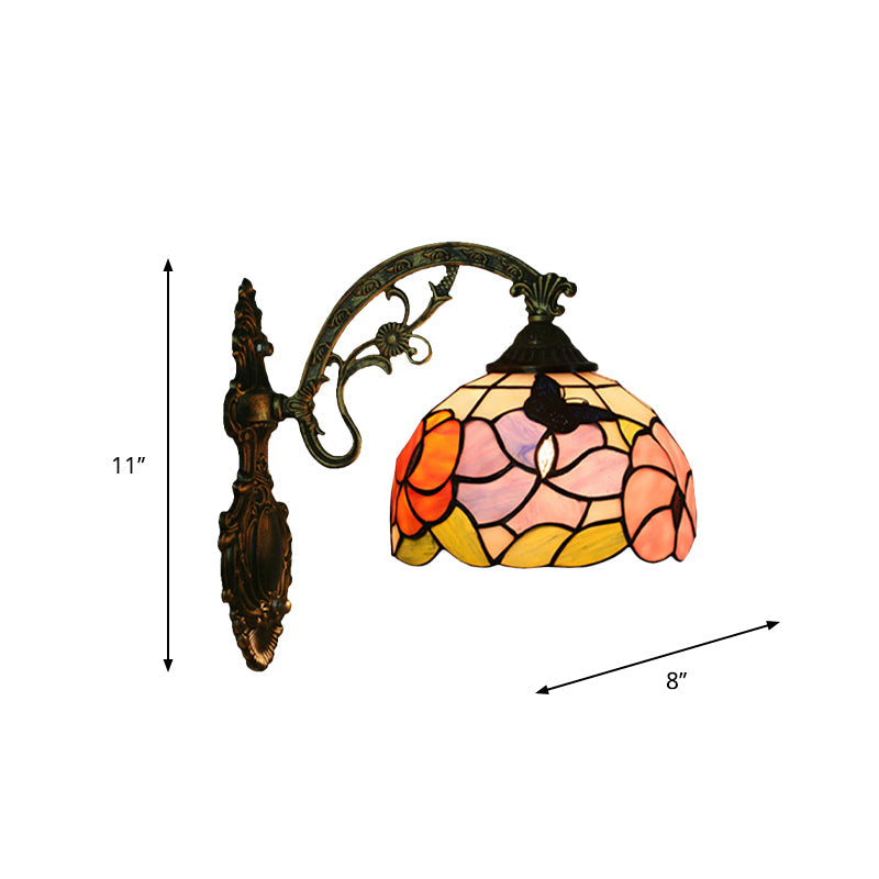 Tiffany Stil Væglampe med Sommerfugledesign i Bronze