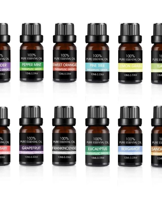 Gaveæske med 12 Premium Essentielle Olier til Aromaterapi