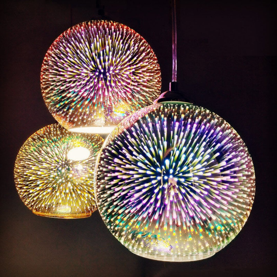 3D Farverig Glas Pendellampe med Justerbar Længde