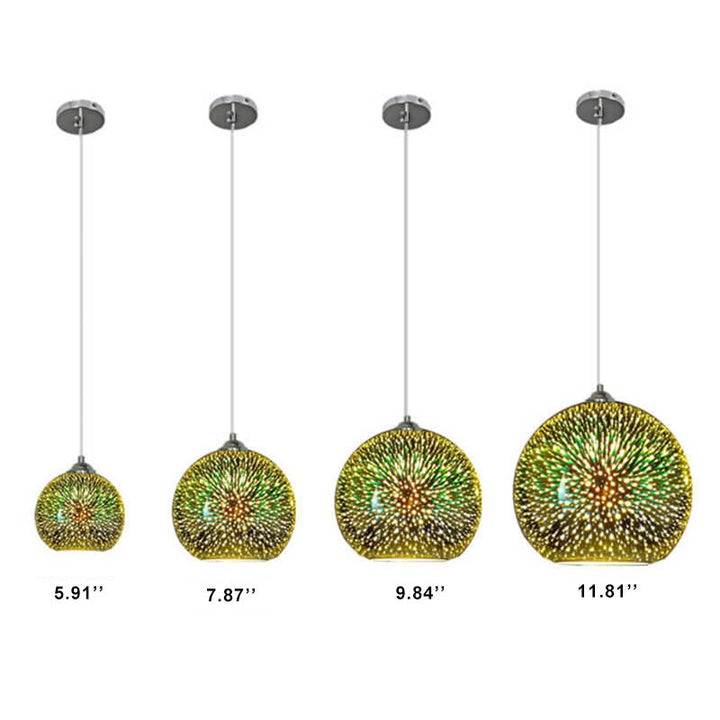 3D Farverig Glas Pendellampe med Justerbar Længde