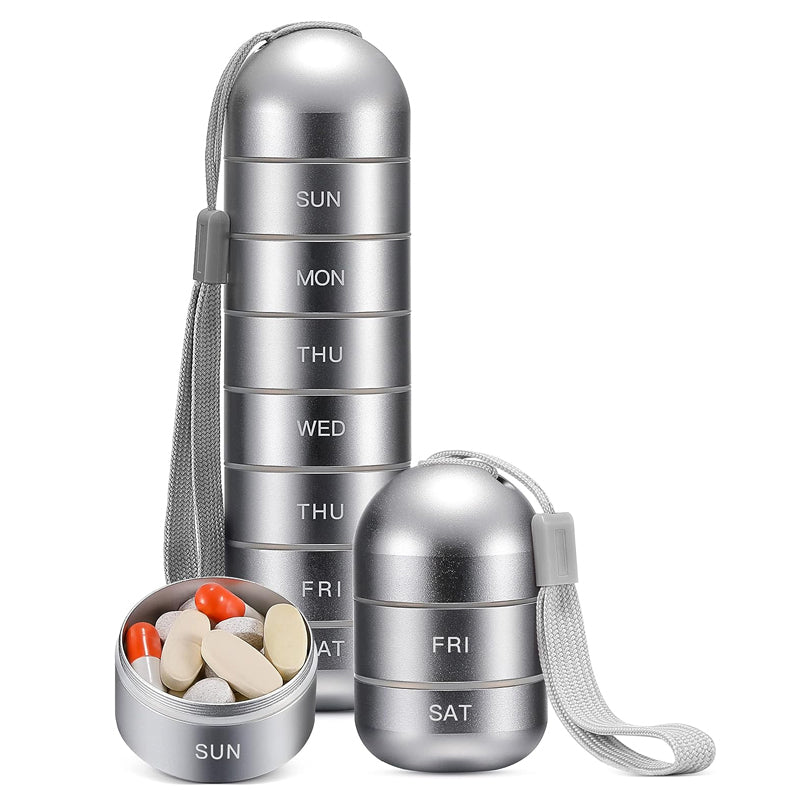 Bærbar 7-dages Pilleorganisator i Aluminium med Vandtæt Design