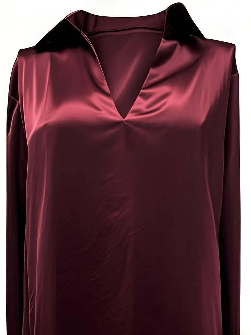 Eva™ | Luksus Satin V-Hals Bluse