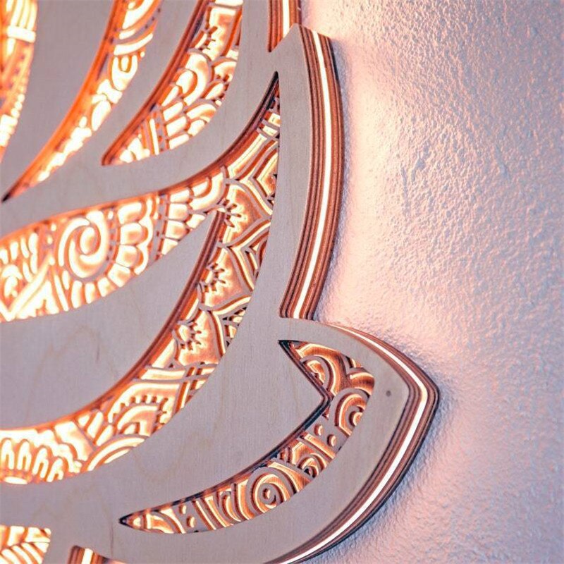 Lotus Mandala LED Væglampe i Hvid og Guld