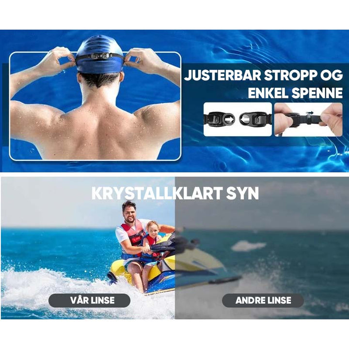 Anti-Dug Silikone Svømmegoggles med 180-Graders Udsigt