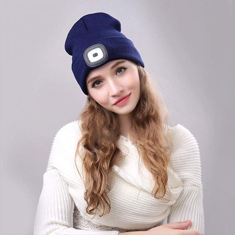 LED Beanie Hat med Aftageligt Lys til Udendørs Aktiviteter