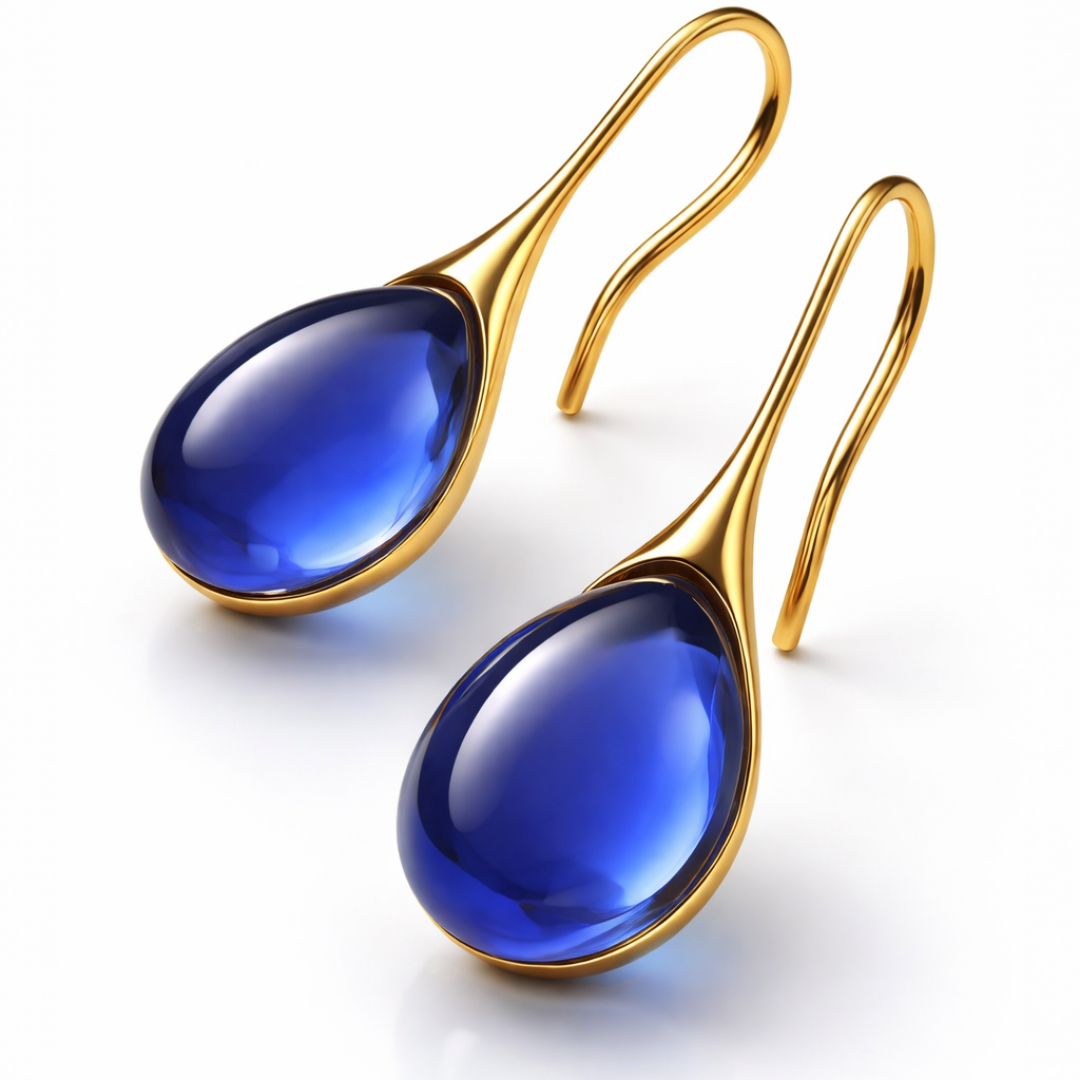 Elegant Dråbe Øreringe med Farvet Sten