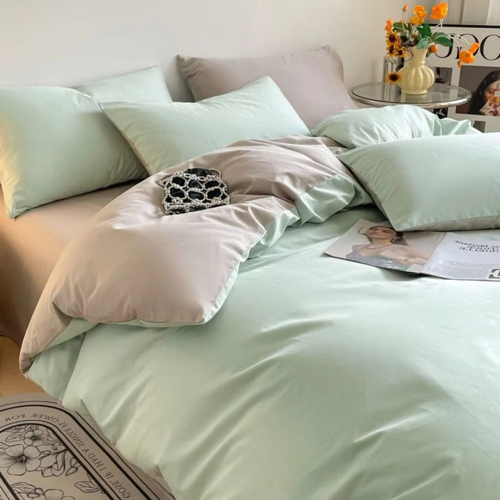 Satin Duvet Cover Sæt med Lynlås og Puder 100% Satin