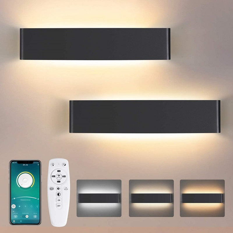 Moderne LED Væglampe med Fjernbetjening i Sort eller Hvid