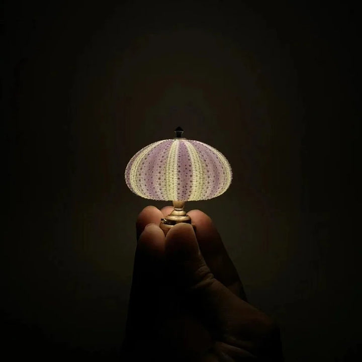 DIY Bordlampe med Naturlig Søpindsvin Skal og Guldbase