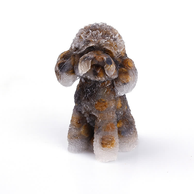 Naturligt Krystal Poodle Sten Ornament i Ædelsten