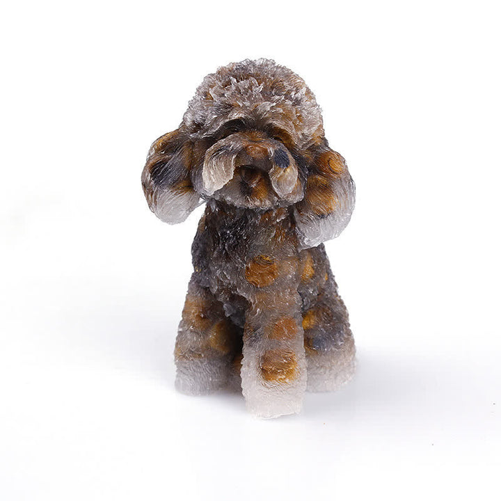 Naturligt Krystal Poodle Sten Ornament i Ædelsten