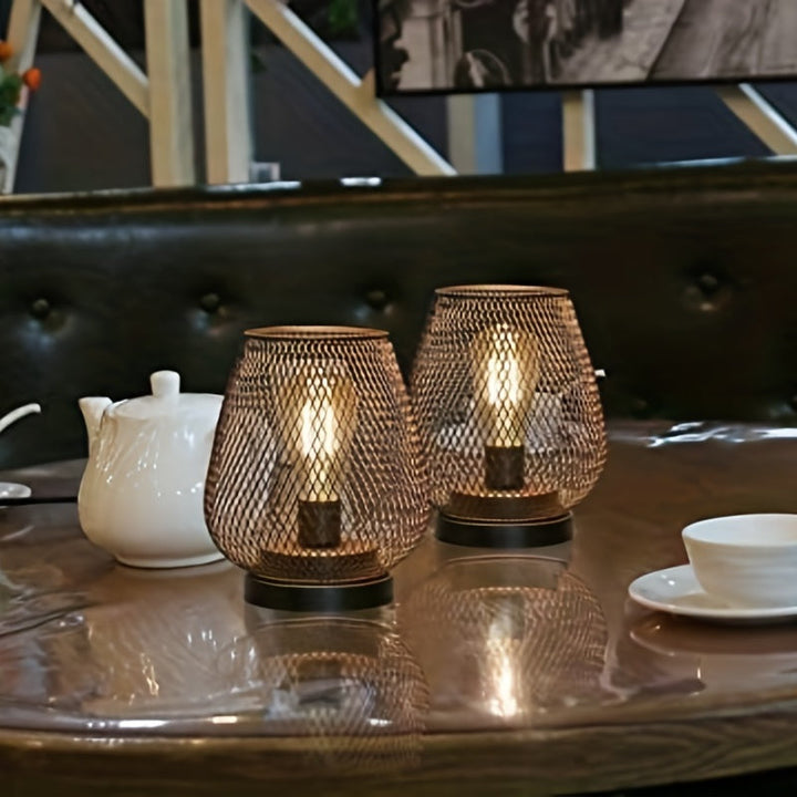 Industriel Mesh Bordlampe Sæt med LED Pærer