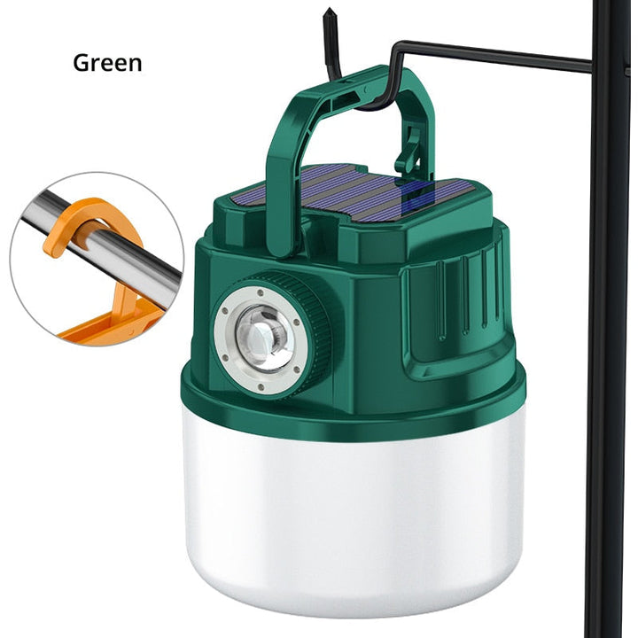 Solcelledrevet Genopladelig LED Campinglanterne med USB Opladning