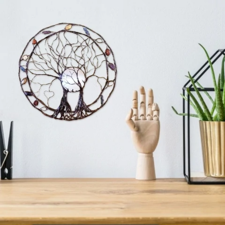 Træ af Livet Vægkunst med Chakra Design i Høj Kvalitet Træ