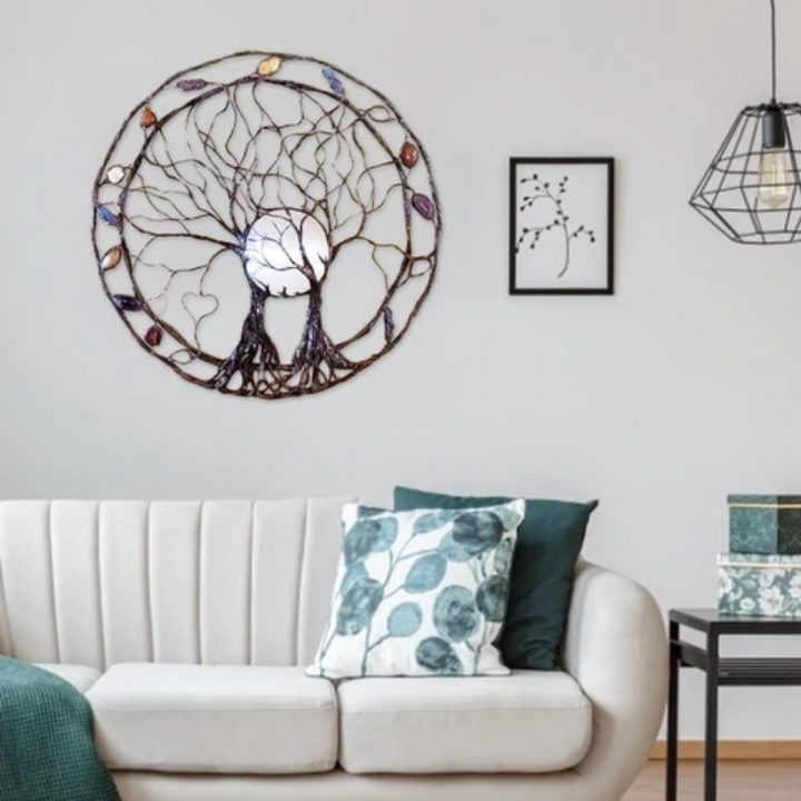 Træ af Livet Vægkunst med Chakra Design i Høj Kvalitet Træ