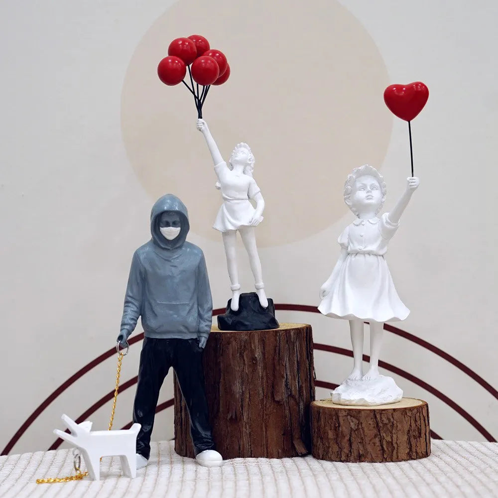 Håndlavet Banksy Blomsterkaster Harpiksskulptur 21,5 cm