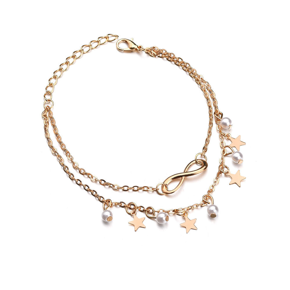 Infinity Anklet Armbånd + Perler og Stjerner
