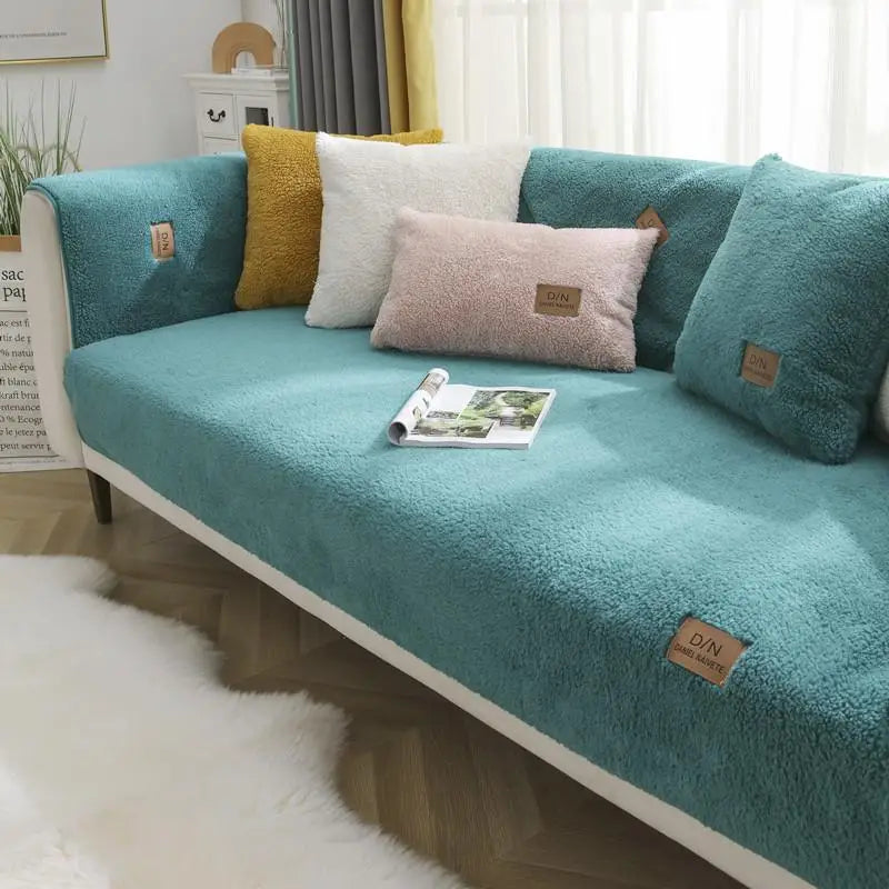 Vandtæt Sherpa Fleece Sofaovertræk med Non-Slip Bund