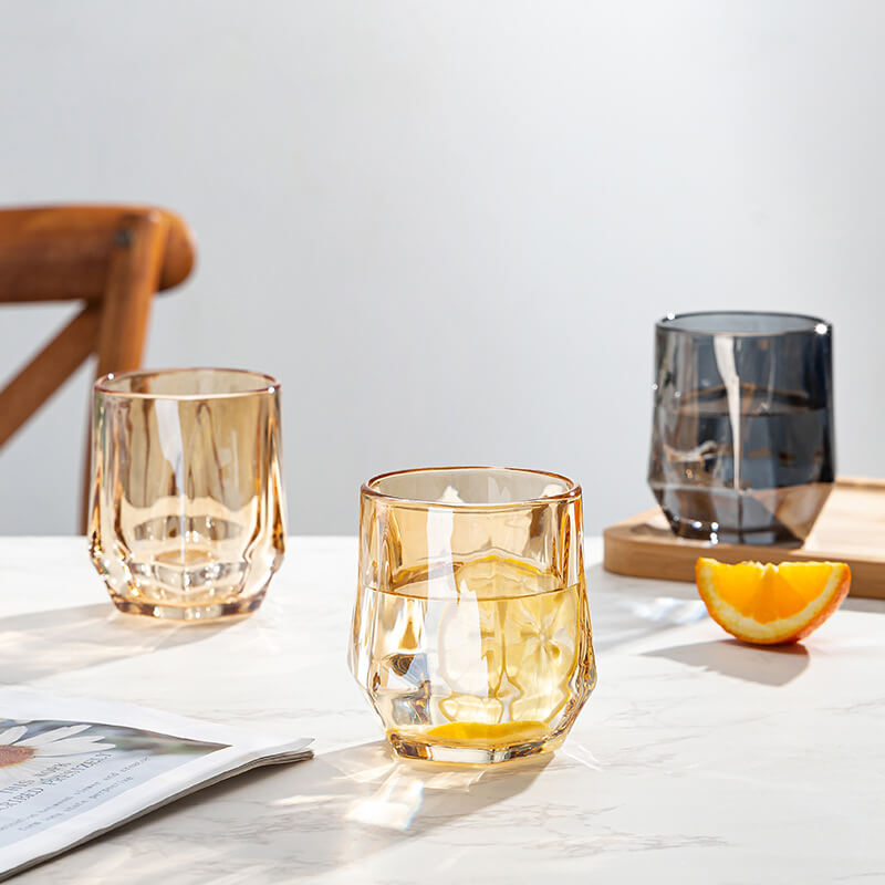 Amber Hexagonal Glas Kop 280ml