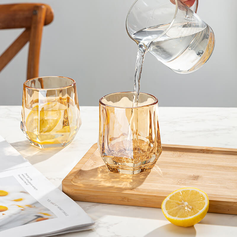 Amber Hexagonal Glas Kop 280ml