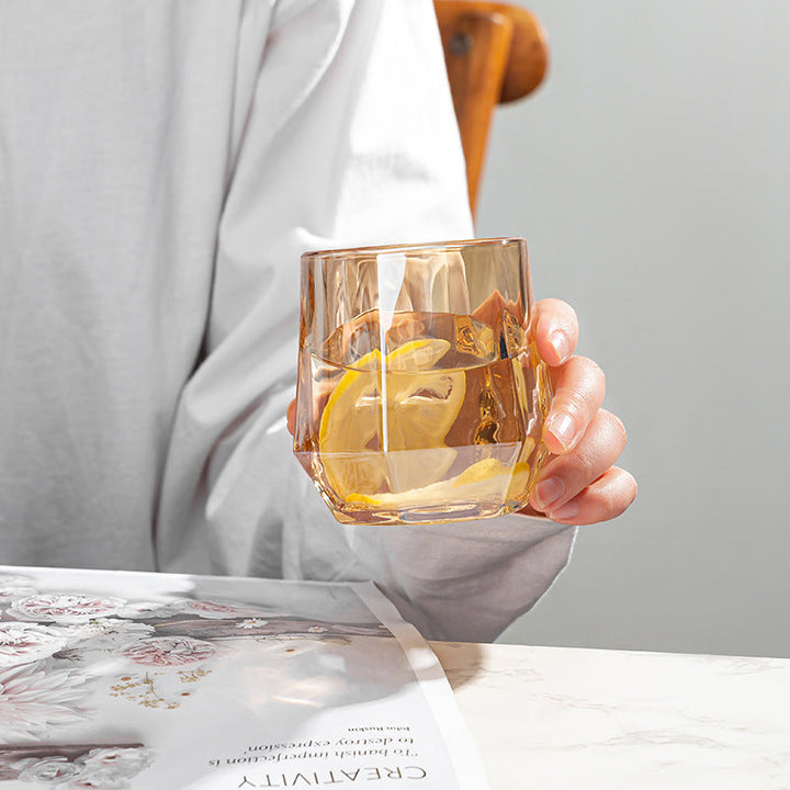 Amber Hexagonal Glas Kop 280ml