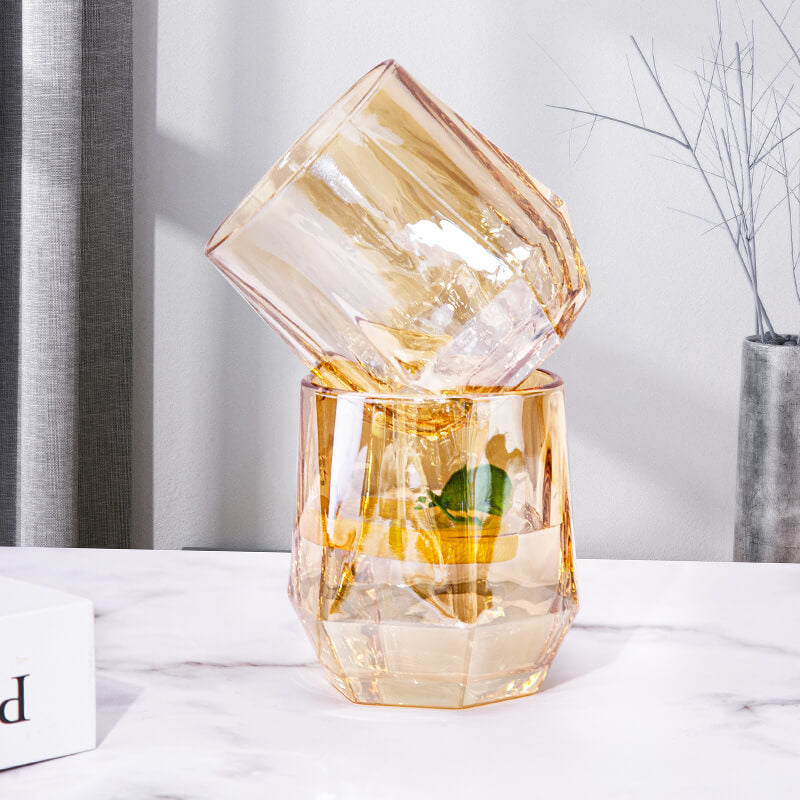 Amber Hexagonal Glas Kop 280ml