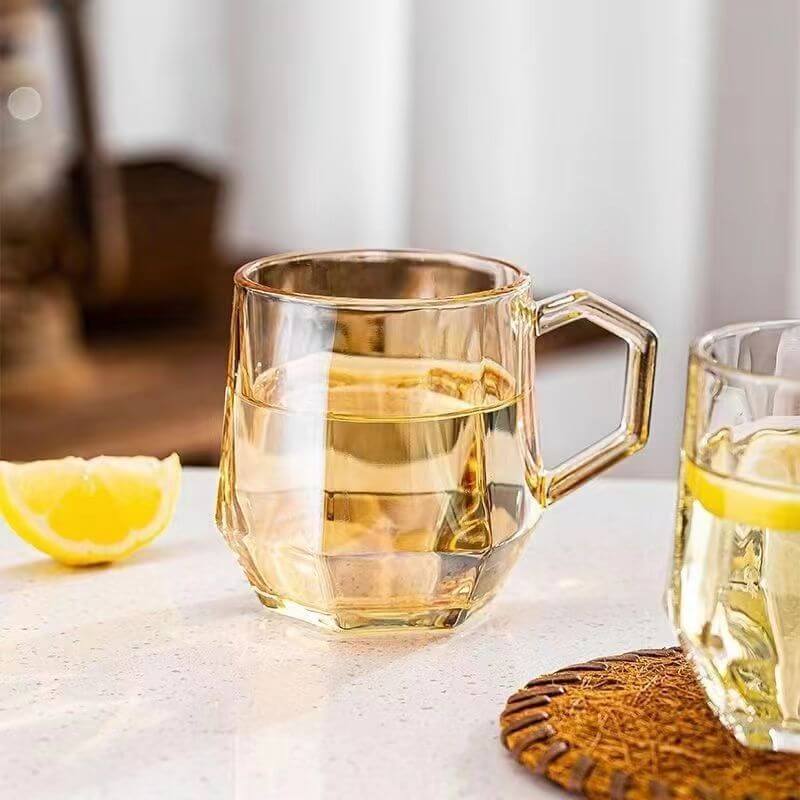 Amber Hexagonal Glas Kop 280ml