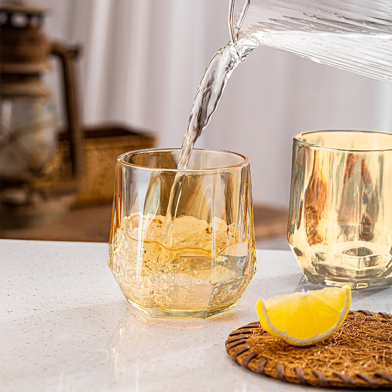 Amber Hexagonal Glas Kop 280ml