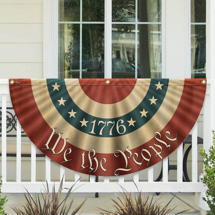 1776 Vi Folket Dobbelt-Sidet Amerikansk Flag Bunting i Lærred