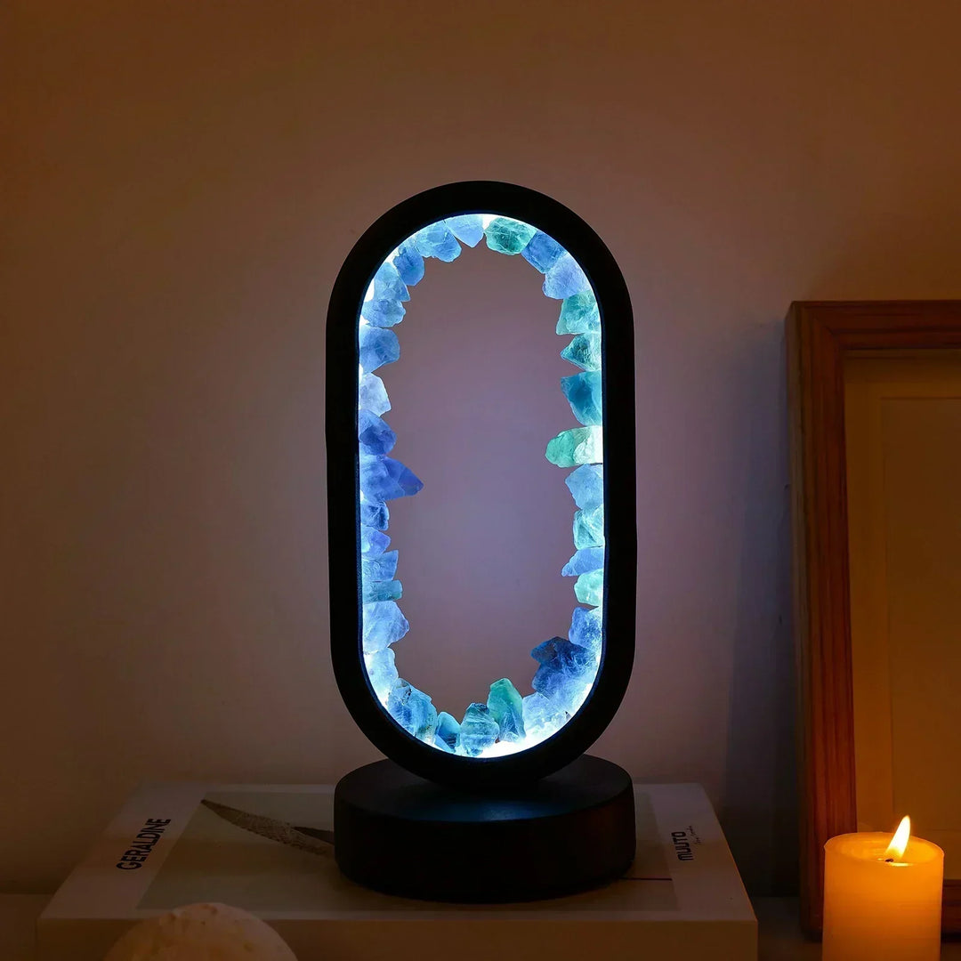 Krystal Bordlampe med Ametyst Glød og Varmt LED Lys