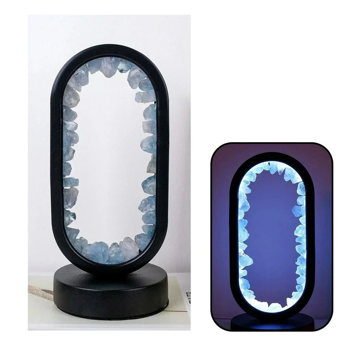 Krystal Bordlampe med Ametyst Glød og Varmt LED Lys