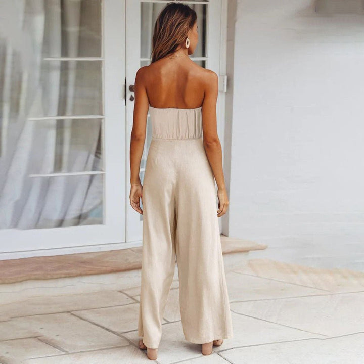 Sandy | Kvinders Strapless Båndliv Bred Ben Jumpsuit
