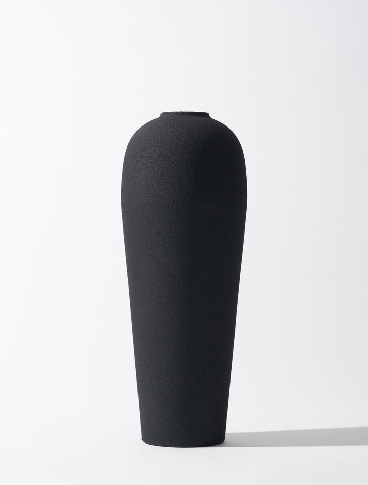 Moderne Sort Keramisk Vase med Struktureret Finish