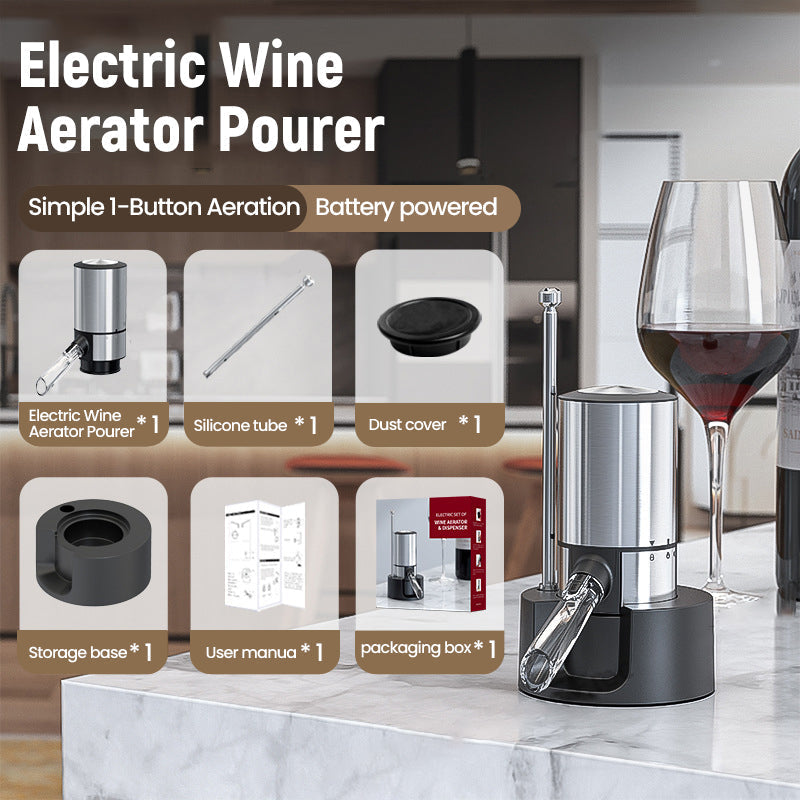 Elektrisk Vinaerator med Enkelt-Knap Kontrol i Rustfrit Stål