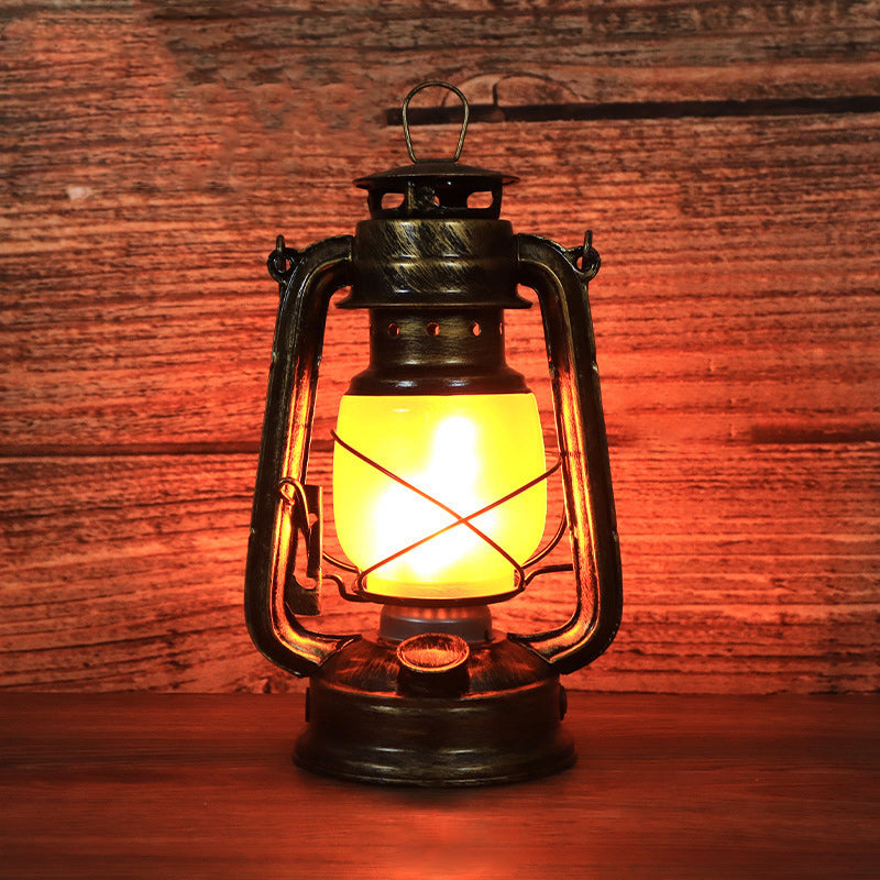 Vintage Rund Jern Bordlampe med Akrylskærm og LED