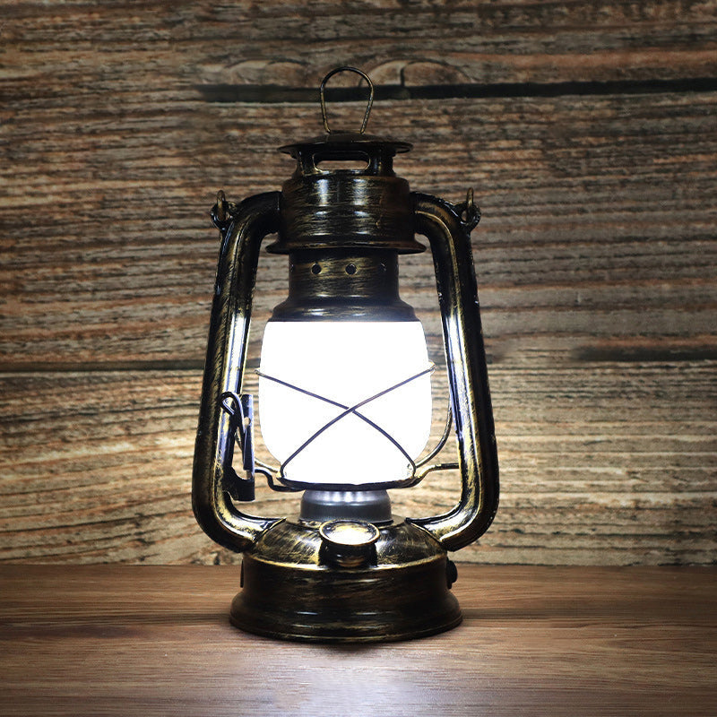 Vintage Rund Jern Bordlampe med Akrylskærm og LED