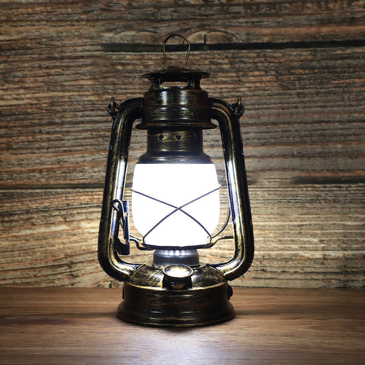 Vintage Rund Jern Bordlampe med Akrylskærm og LED
