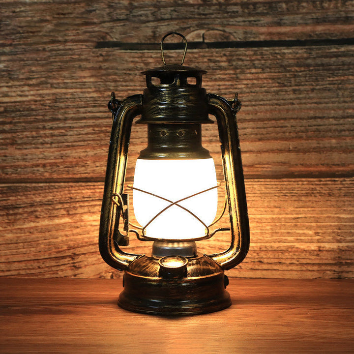Vintage Rund Jern Bordlampe med Akrylskærm og LED