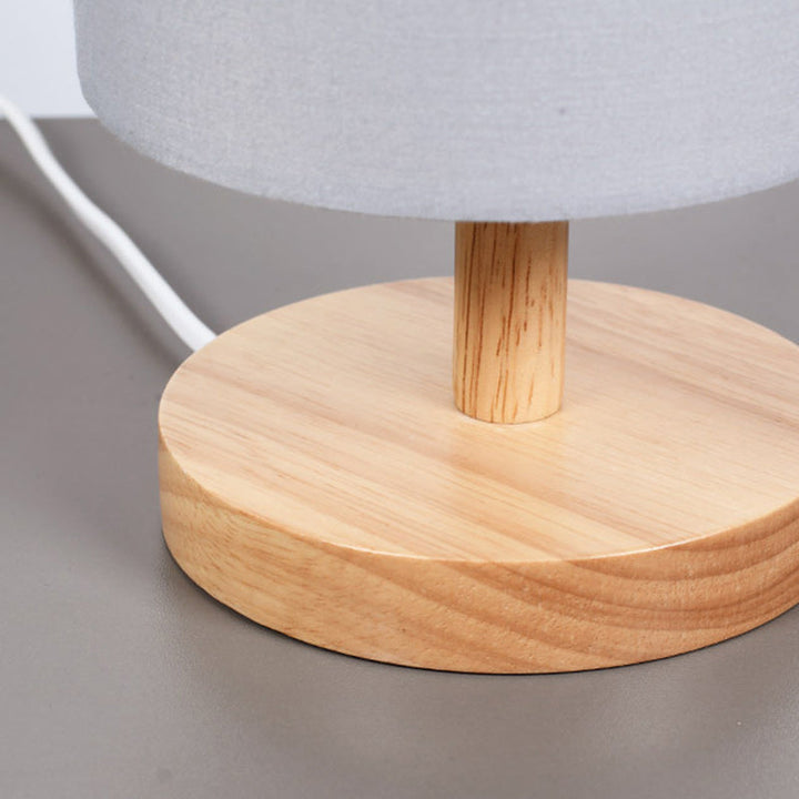 Japansk Træbordlampe med Stofskærm og E26 Sokkel