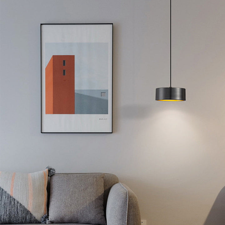 Minimalistisk Rund Pendelampe i Jern med LED - Guld, Hvid eller Sort