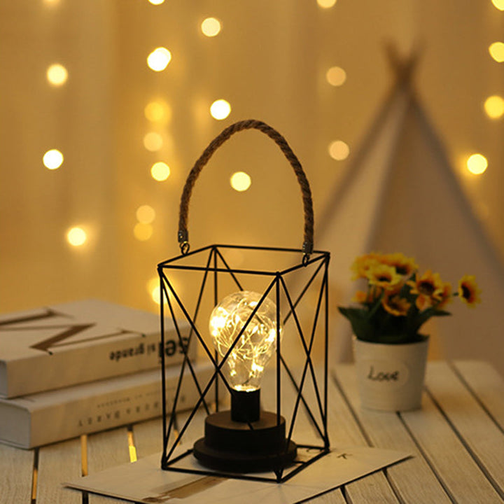 Moderne Minimalistisk Jern LED Bordlampe - Fyrkantet og Rund Design, Sort