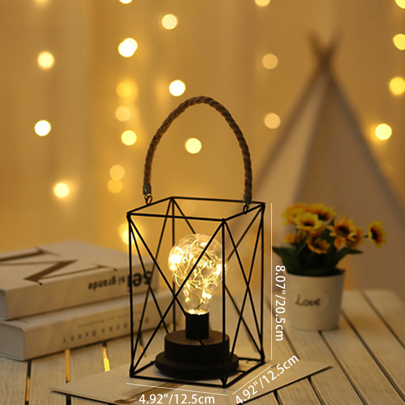 Moderne Minimalistisk Jern LED Bordlampe - Fyrkantet og Rund Design, Sort