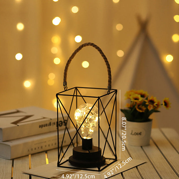 Moderne Minimalistisk Jern LED Bordlampe - Fyrkantet og Rund Design, Sort