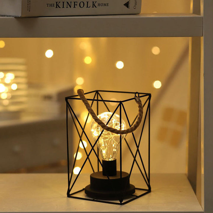 Moderne Minimalistisk Jern LED Bordlampe - Fyrkantet og Rund Design, Sort